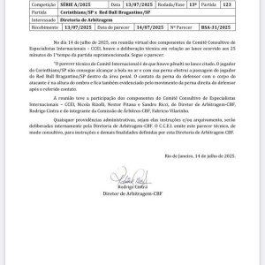 开云-巴西足协官方：科林蒂安vs布拉甘蒂诺点球判罚正确